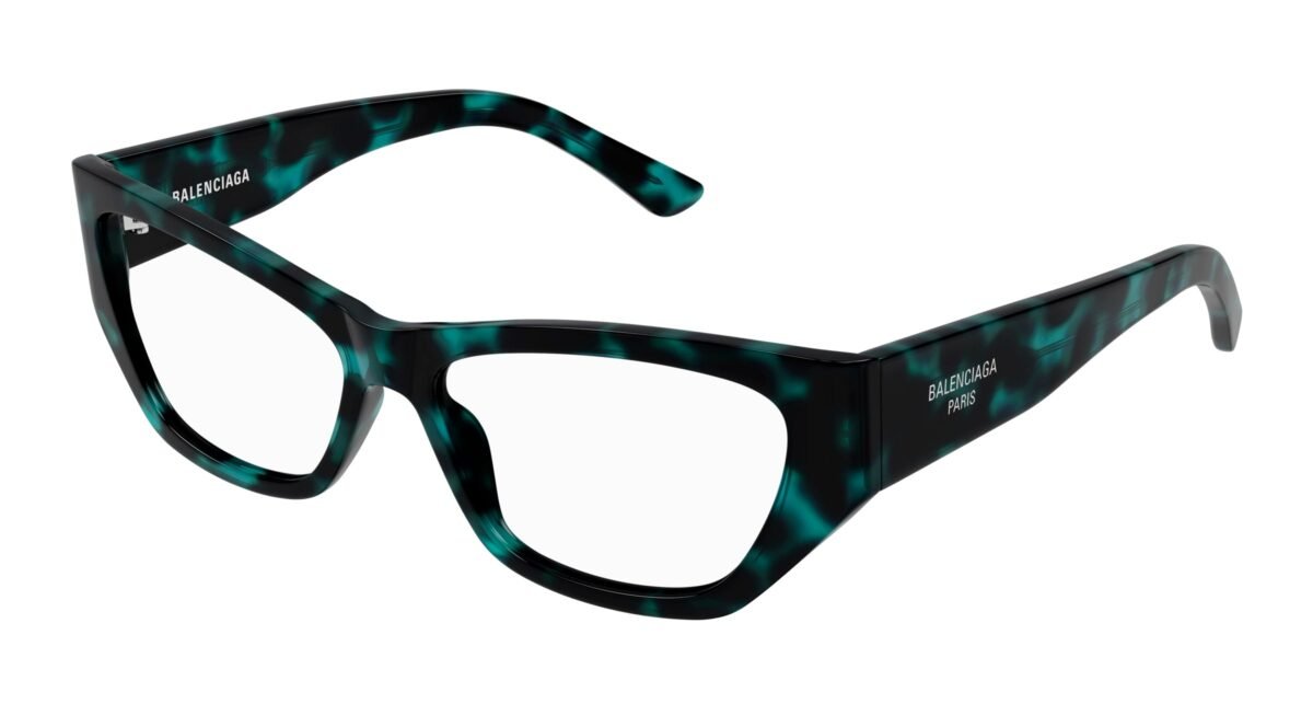 Balenciaga BB0372O 55-15 003 Black Green Havana