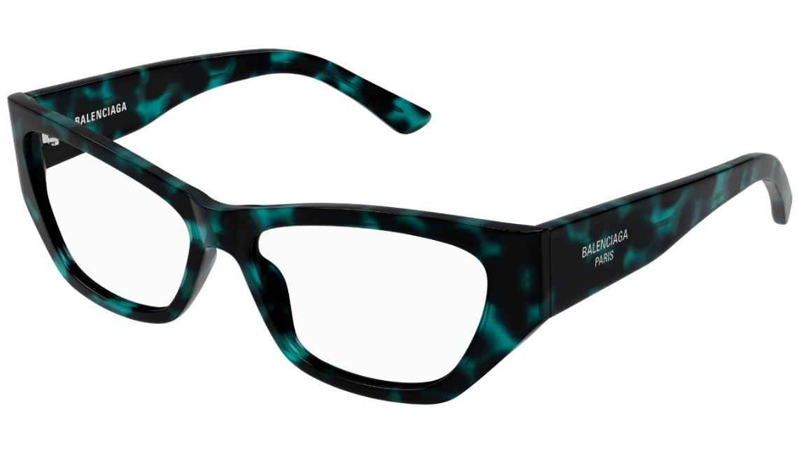 Balenciaga BB0372O 55-15 003 Black Green Havana