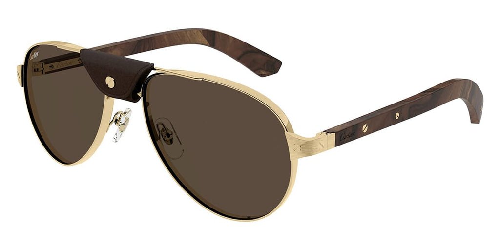 Cartier CT0495S Wood Gold Brown 004 59 18